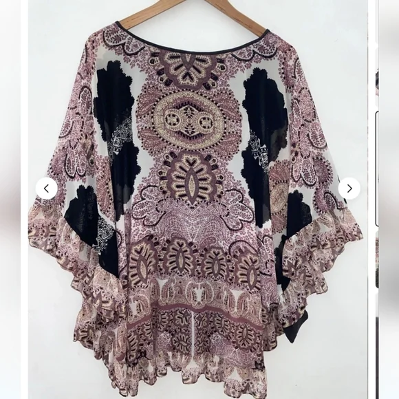 FREE PEOPLE Marla Dreams Paisley/Floral Printed Chiffon Mini Dress Ruffle Hem - Picture 5 of 7